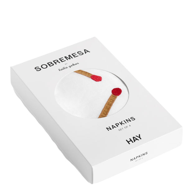Hay Sada vyšívaných ubrousků Sobremesa, White, 4ks - DESIGNSPOT