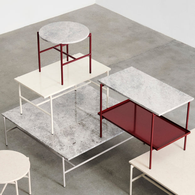 Hay Stolek Rebar Side Table, 75x44, Grey Marble - DESIGNSPOT