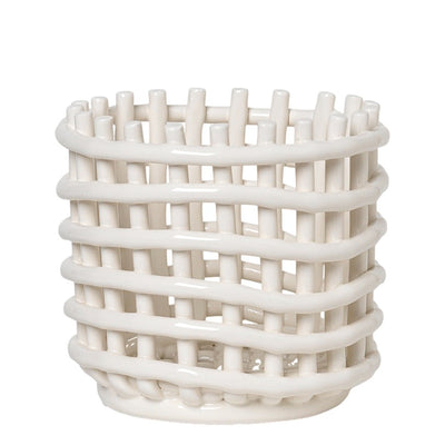 ferm LIVING Košík Ceramic Small, Off White - DESIGNSPOT