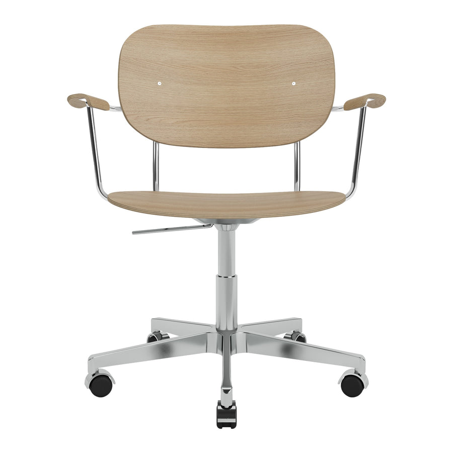Kancelářská židle Co Task s područkami, Chrome / Natural Oak