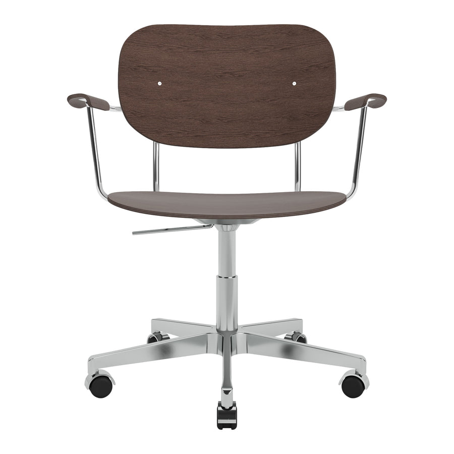 Kancelářská židle Co Task s područkami, Chrome / Dark Oak