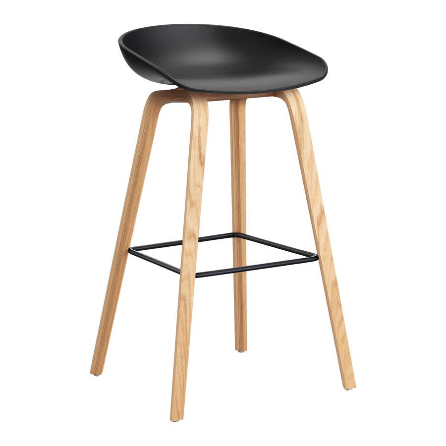 Barová židle AAS 32, Oak / Black, černá podnožka