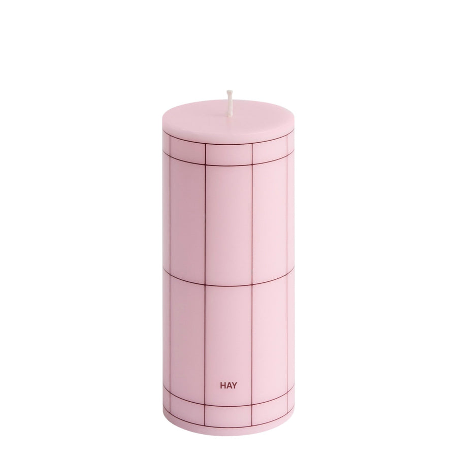 Svíčka Column, Small, Pink / Bordeaux Grid