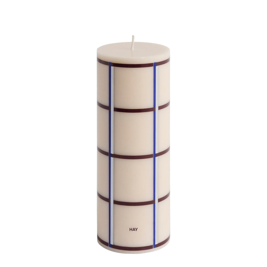 Svíčka Column, Medium, Off-White, Bordeaux, Blue / Silver