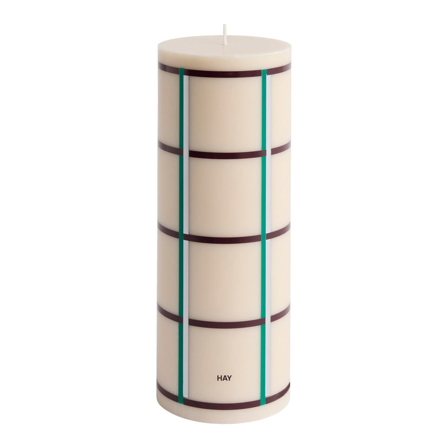 Svíčka Column, Large, Off-White, Green, Bordeaux / Silver
