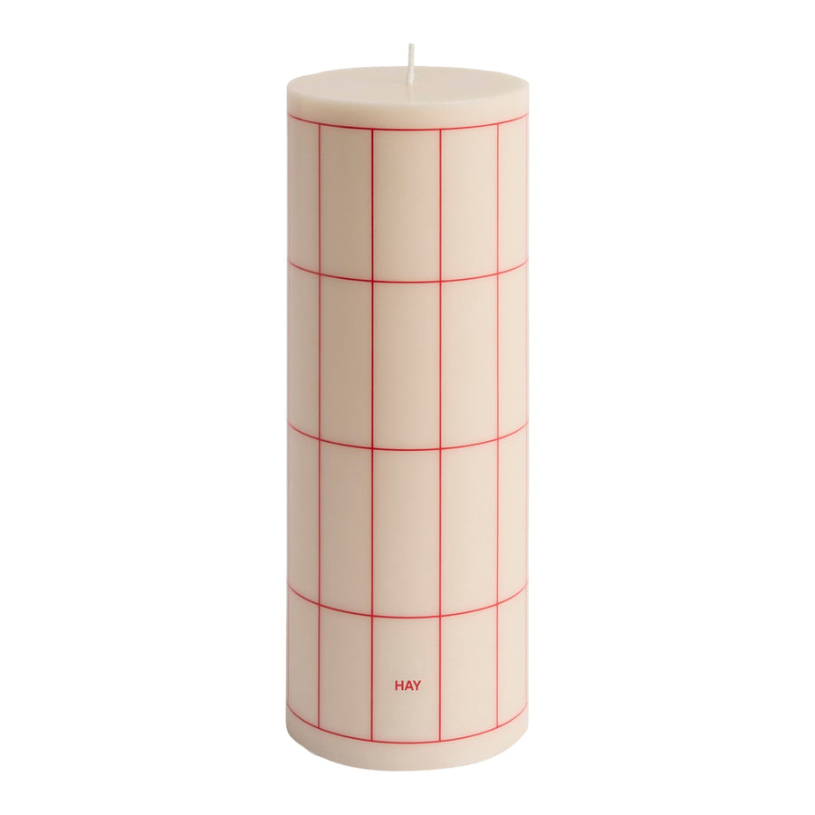 Svíčka Column, Large, Off-White / Red Grid