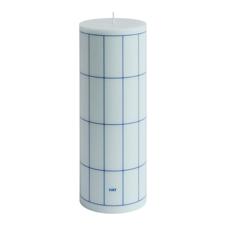 Svíčka Column, Large, Light Blue / Blue Grid