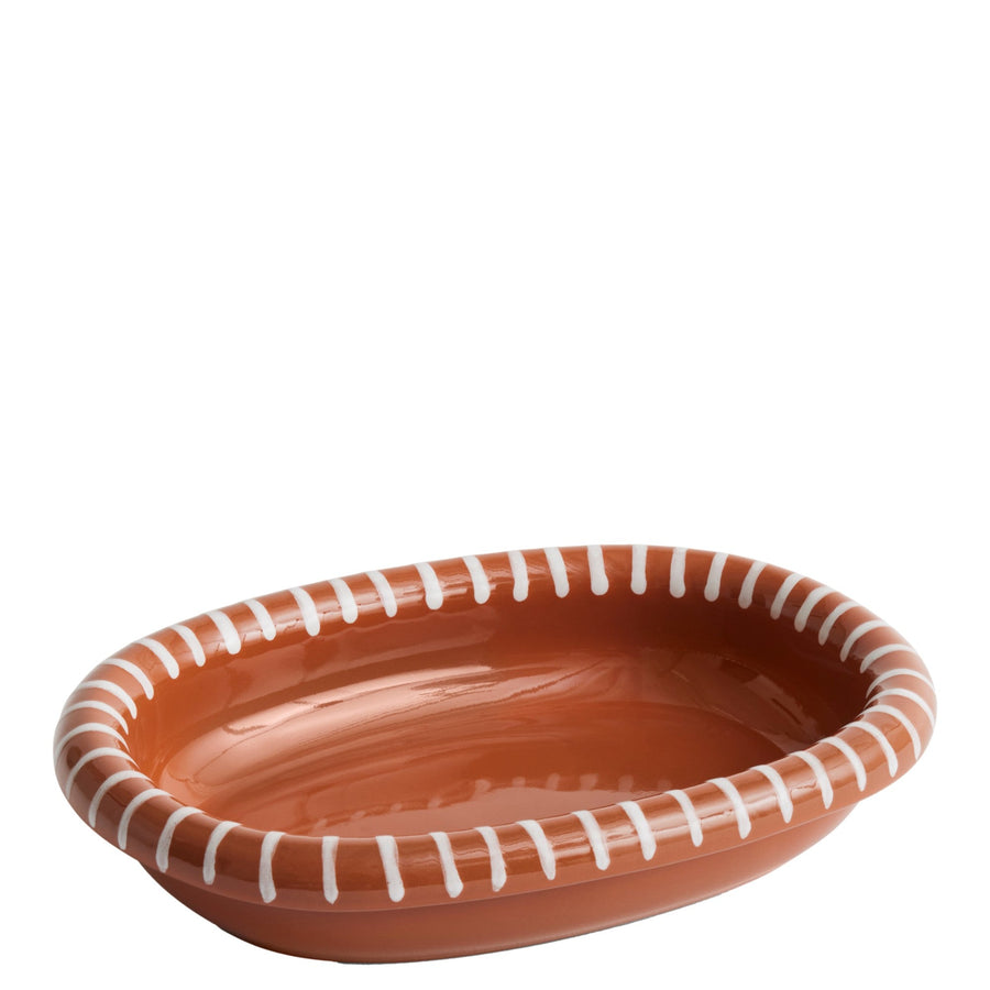 Mísa Oval Barro S, Natural with Stripes