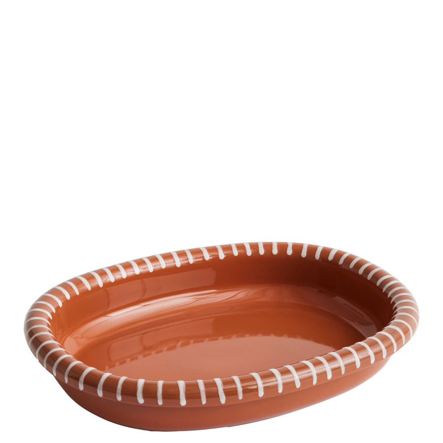 Mísa Oval Barro L, Natural with Stripes