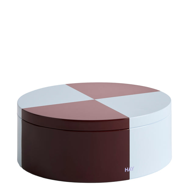 HAY Plechová dóza Tin, Round, Burgundy / Ice Blue - DESIGNSPOT
