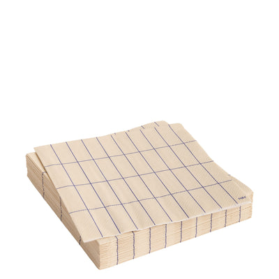 HAY Papírové ubrousky Pattern Lunch, 20 ks, Off-qhite / Blue grid - DESIGNSPOT