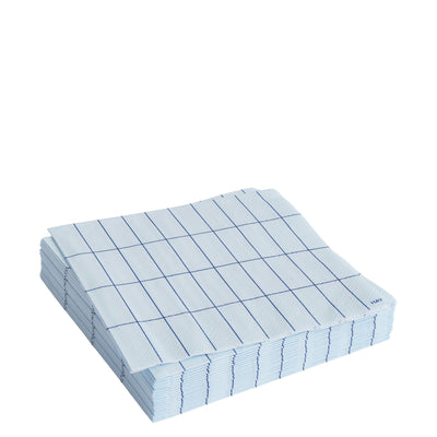 HAY Papírové ubrousky Pattern Lunch, 20 ks, Light Blue / Blue grid - DESIGNSPOT