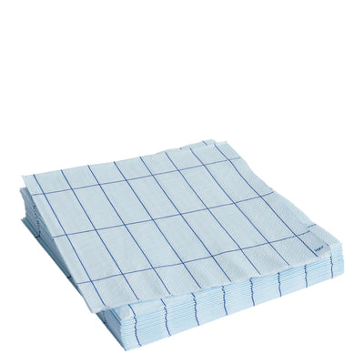 HAY Papírové ubrousky Pattern Dinner, 20 ks, Light Blue / Blue grid - DESIGNSPOT