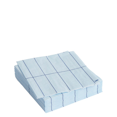 HAY Papírové ubrousky Pattern Cocktail, 20 ks, Light Blue / Blue grid - DESIGNSPOT