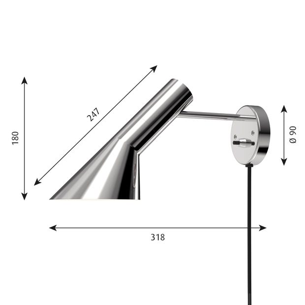 Louis Poulsen Nástěnná lampa AJ, Stainless steel polished - DESIGNSPOT