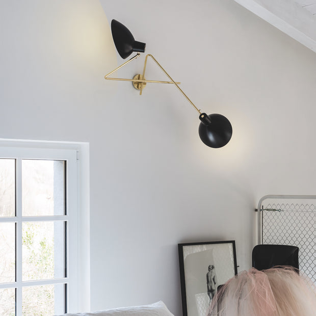 Astep Nástěnné svítidlo VV Cinquanta Twin, Brass / Black - DESIGNSPOT