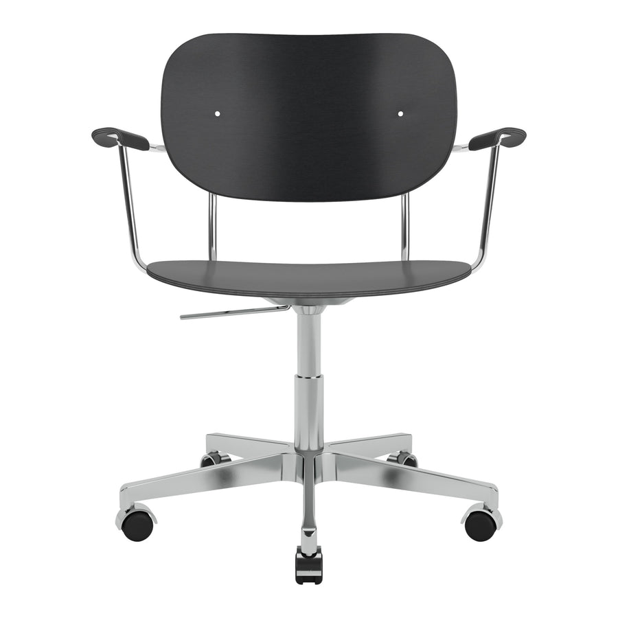 Kancelářská židle Co Task s područkami, Chrome / Black Oak