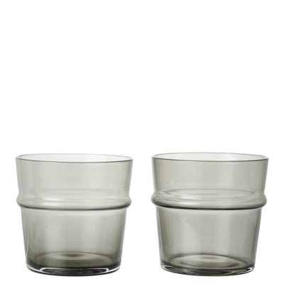 Ferm Living Skleničky Boya Low, Smoked Grey, sada 2 kusů - DESIGNSPOT