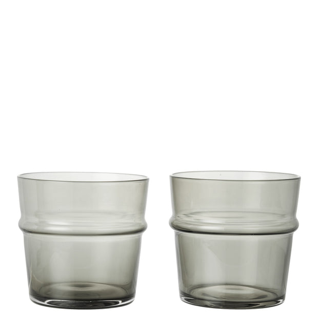 Ferm Living Skleničky Boya Low, Smoked Grey, sada 2 kusů - DESIGNSPOT
