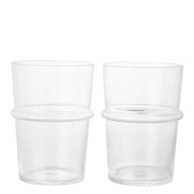 Ferm Living Skleničky Boya Tall, Clear with Bubbles, sada 2 kusů - DESIGNSPOT