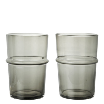 Ferm Living Skleničky Boya Tall, Smoked Grey, sada 2 kusů - DESIGNSPOT