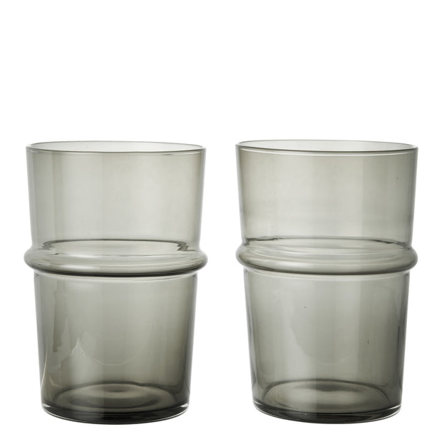 Ferm Living Skleničky Boya Tall, Smoked Grey, sada 2 kusů - DESIGNSPOT