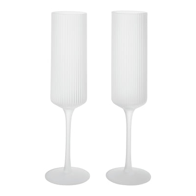 Ferm Living Skleničky na šampaňské Ripple Flutes, Frosted, sada 2 kusů - DESIGNSPOT