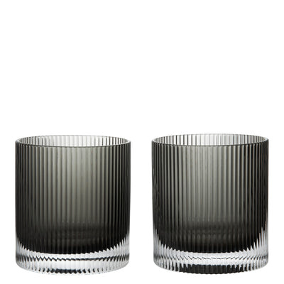 Ferm Living Skleničky Ripple Tumbler, Smoked Grey, sada 2 kusů - DESIGNSPOT