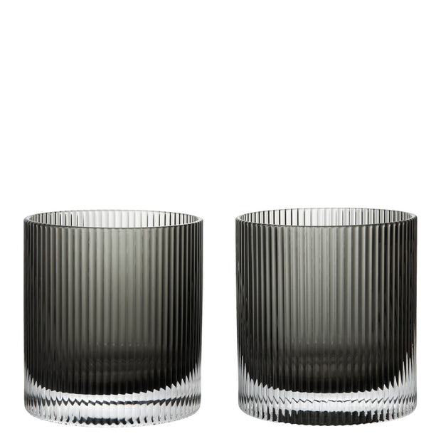 Ferm Living Skleničky Ripple Tumbler, Smoked Grey, sada 2 kusů - DESIGNSPOT