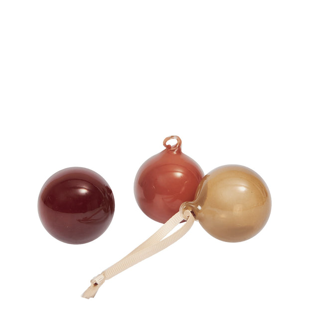 Ferm Living Skleněné ozdoby Glass Baubles, Small, Roseate Opaque, sada 3 kusů - DESIGNSPOT