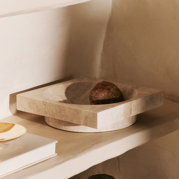 Ferm Living Mísa Hew Low Centrepiece, Travertine - DESIGNSPOT