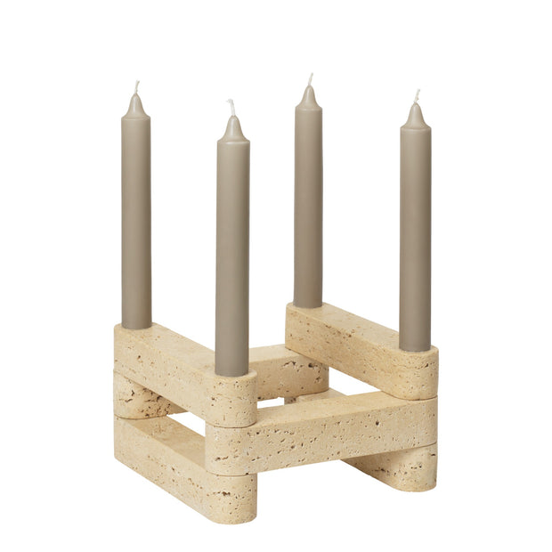 Ferm Living Modulární svícen Newel, Travertine - DESIGNSPOT