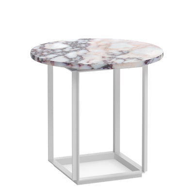 New Works Odkládací stolek Florence Ø50, White / White Viola Marble - DESIGNSPOT