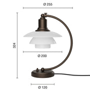 Louis Poulsen Stolní lampa PH 2/2 Luna, Aged Brass / Opal - DESIGNSPOT