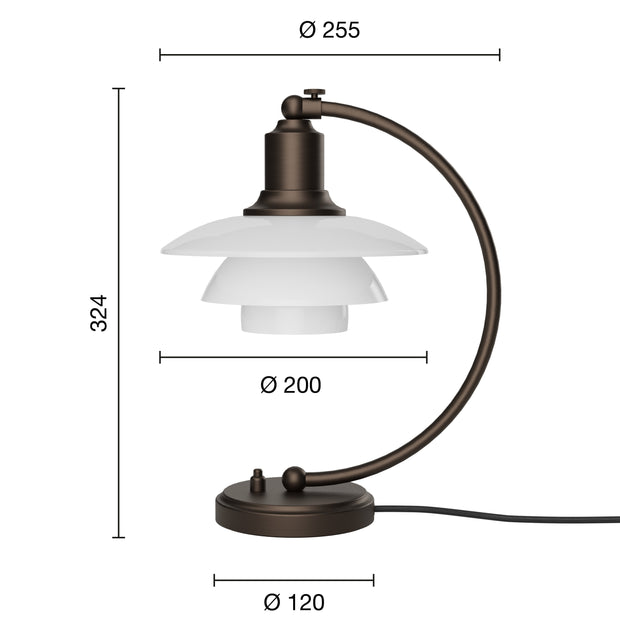 Louis Poulsen Stolní lampa PH 2/2 Luna, Aged Brass / Opal - DESIGNSPOT