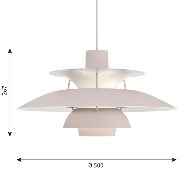 Louis Poulsen Závěsná lampa PH 5, Monochrome oyster grey - DESIGNSPOT