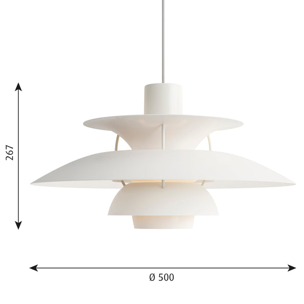 Louis Poulsen Závěsná lampa PH 5, Monochrome white - DESIGNSPOT