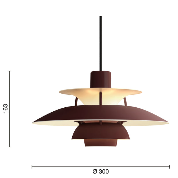 Louis Poulsen Závěsná lampa PH 5 Mini, Monochrome burgundy - DESIGNSPOT