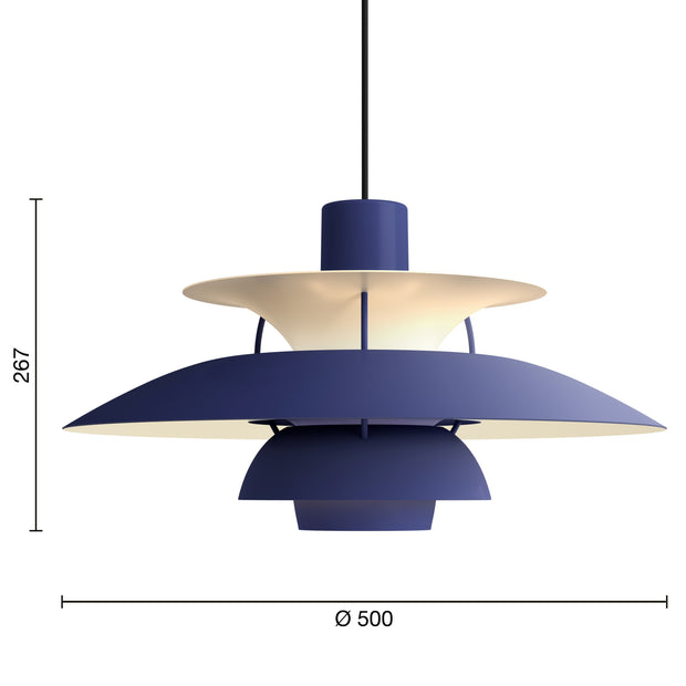 Louis Poulsen Závěsná lampa PH 5, Monochrome dusty indigo - DESIGNSPOT