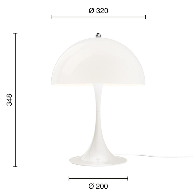 Louis Poulsen Stolní lampa Panthella 320, White opal acryl - DESIGNSPOT