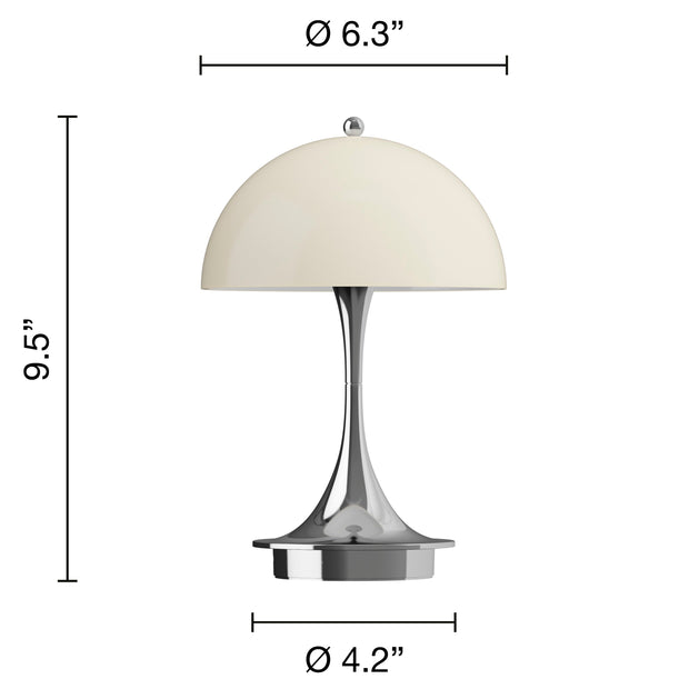 Louis Poulsen Přenosná lampa Panthella 160, Chrome opal beige - DESIGNSPOT