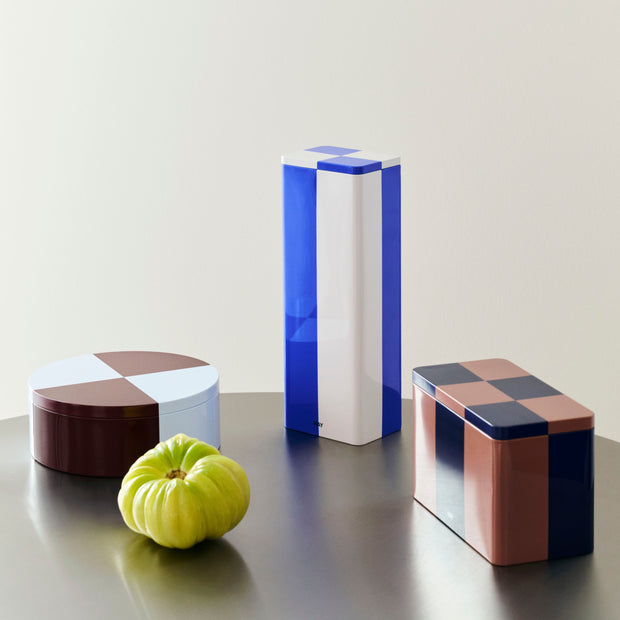 HAY Plechová dóza Tin, Medium, Brown / Midnight Blue - DESIGNSPOT