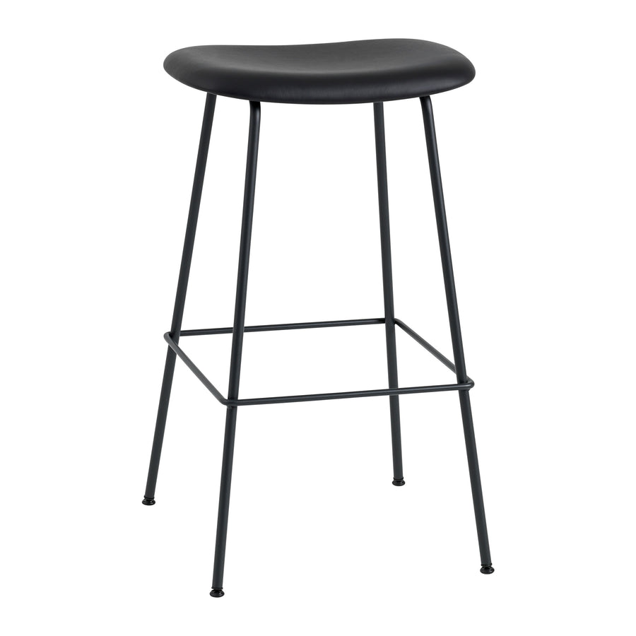 Barová stolička Fiber Bar, Tube Base, Upholstered, Refine Leather Black/Anthracite Black