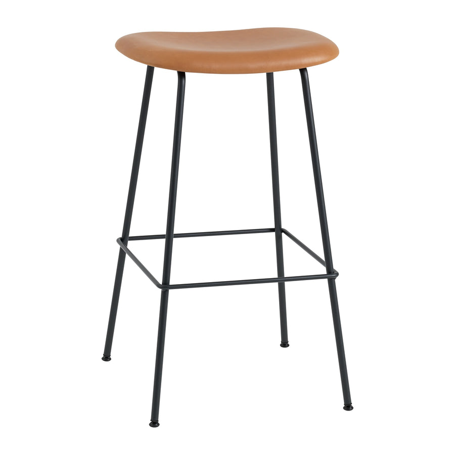Barová stolička Fiber, Tube Base, Upholstered, Refine Leather Cognac/Anthracite Black