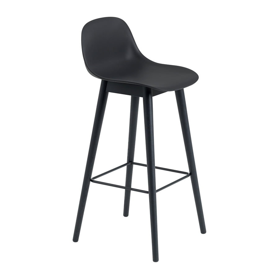 Barová židle Fiber, Wood Base, Black/Anthracite Black