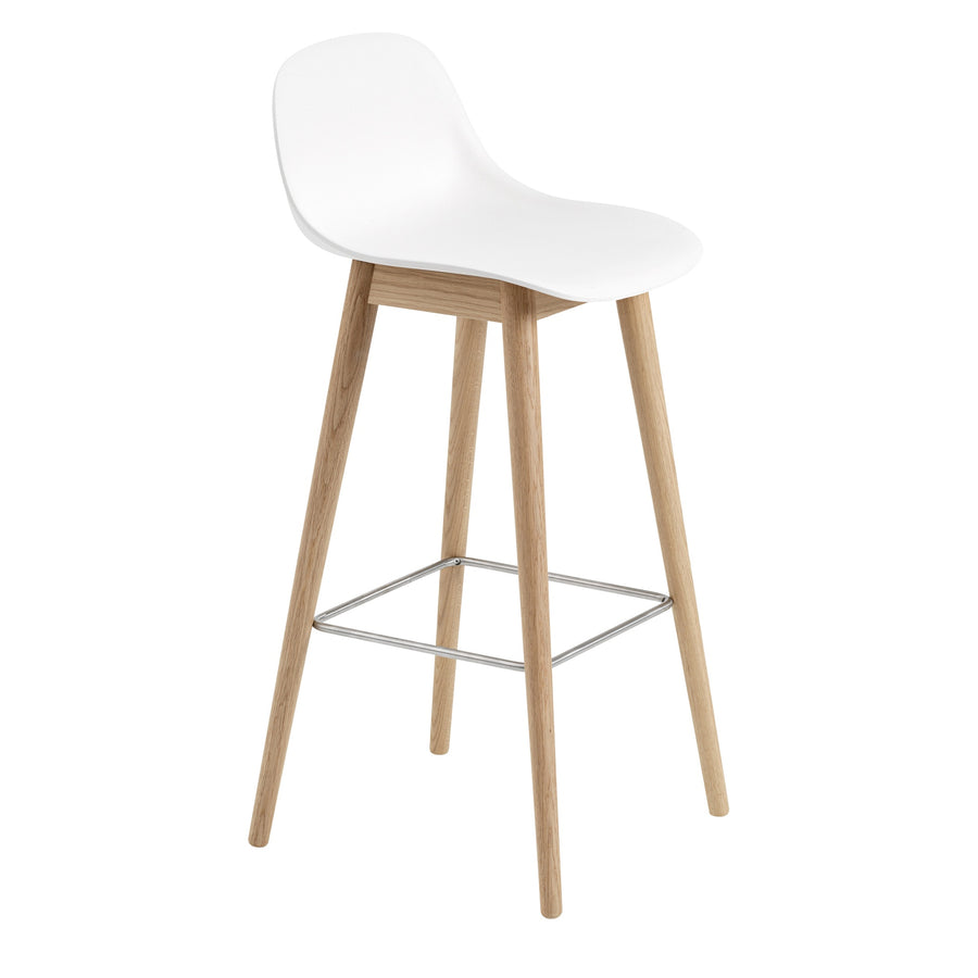 Barová židle Fiber, Wood Base, Oak/Natural White
