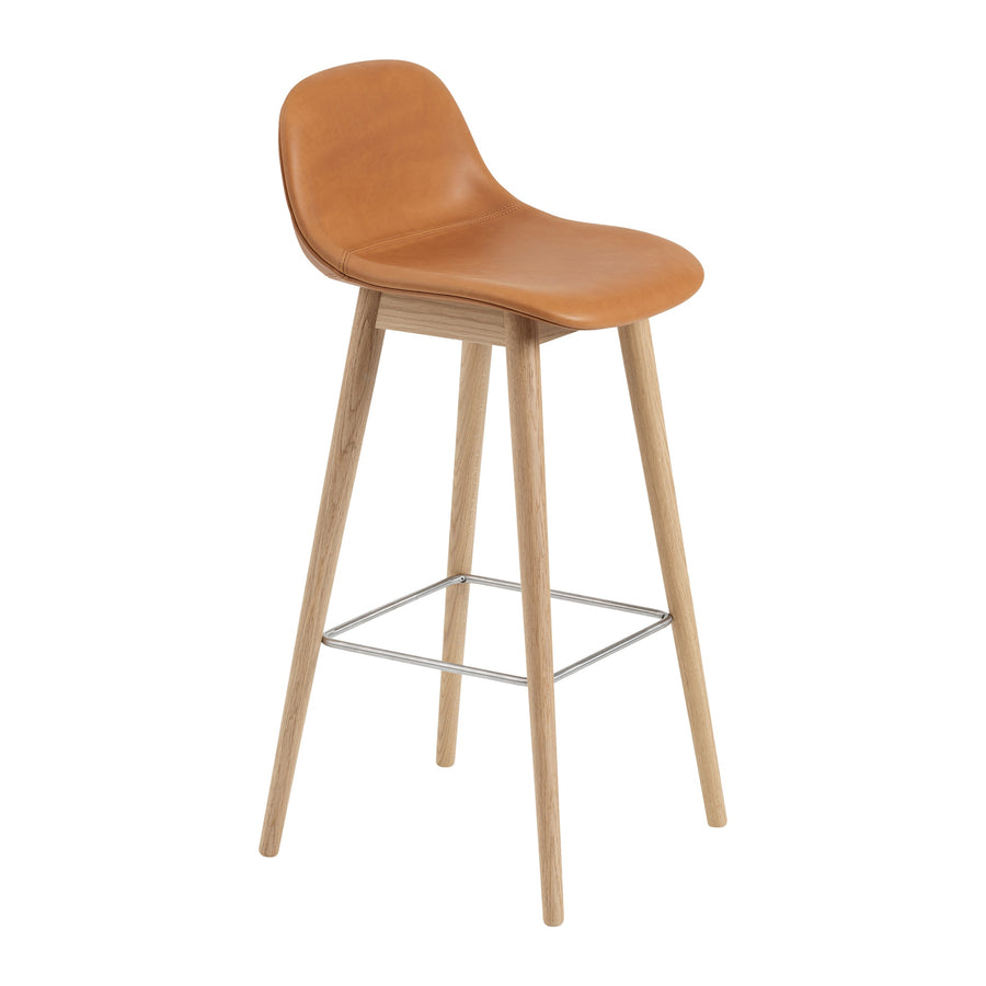 Barová židle Fiber, Wood Base, Upholstered, Refine Leather Cognac/Oak