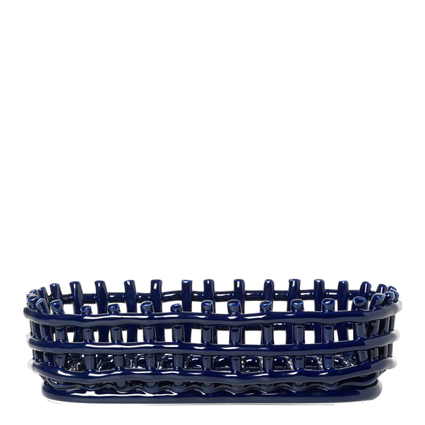 ferm LIVING Košík Ceramic Oval, Blue - DESIGNSPOT