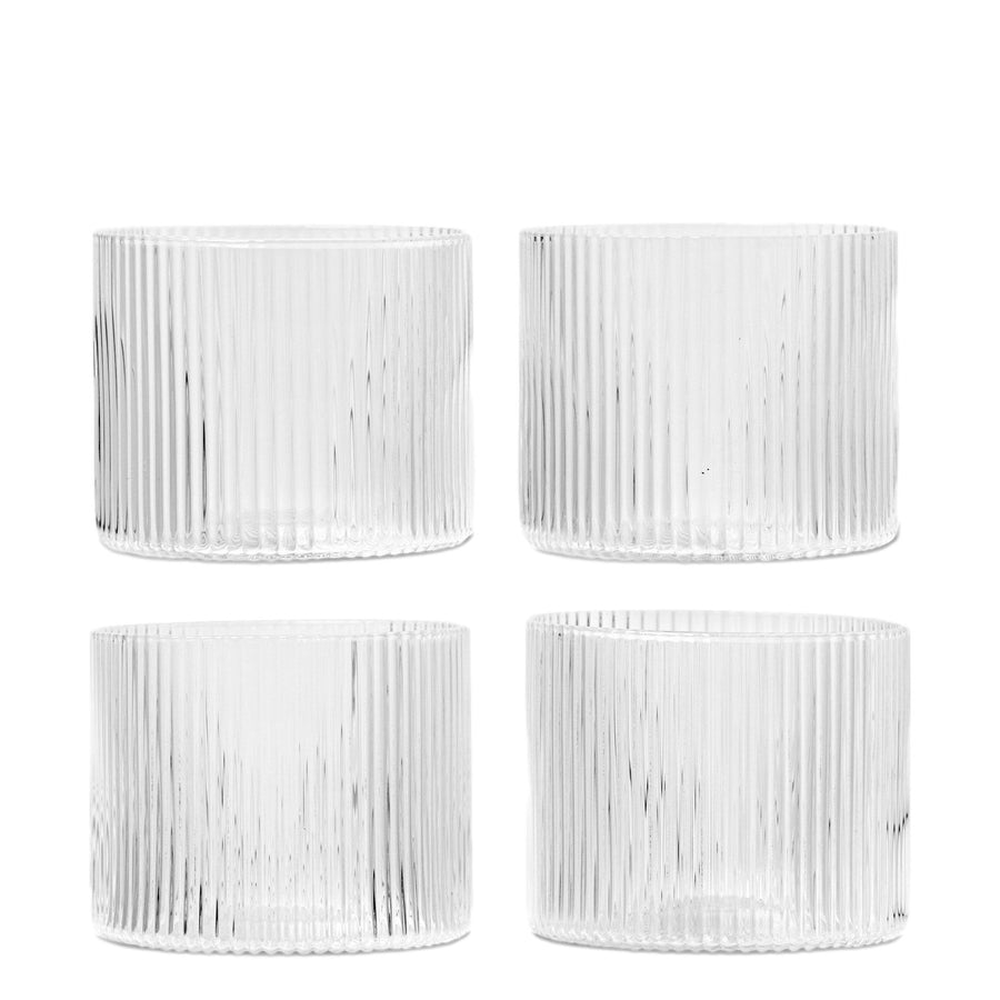 Nízké skleničky Ripple, Clear, sada 4 kusů