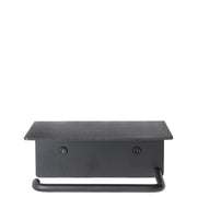 Ferm Living Nástěnný držák na toaletní papír s poličkou Dora, Black - DESIGNSPOT